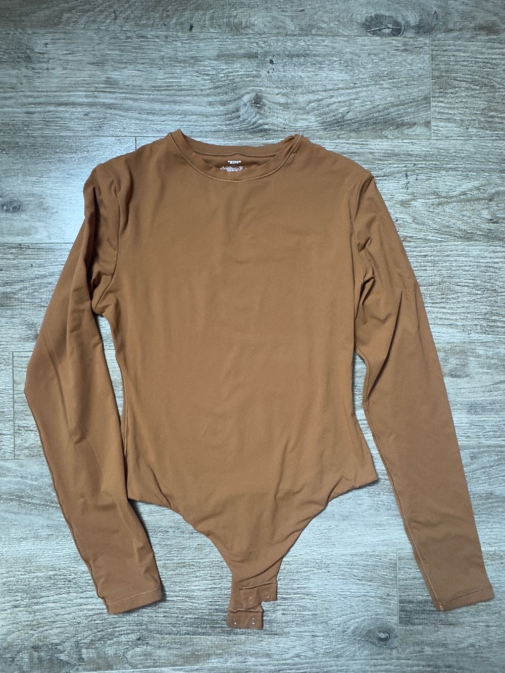 SKIMS Brown Long-Sleeve Snap Bodysuit